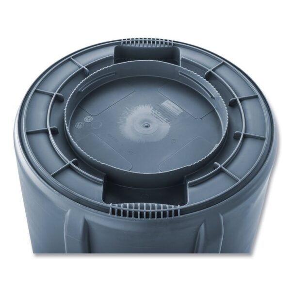 Vented Round Brute Container, 32 gal, Plastic, Gray - Image 3