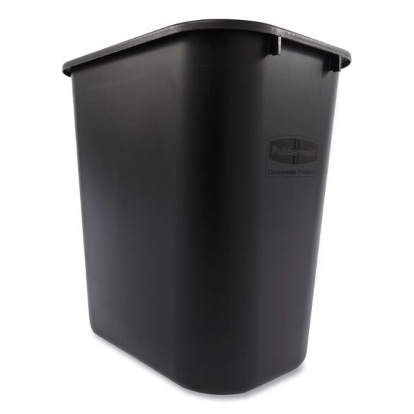 Deskside Plastic Wastebasket, 7 gal, Plastic, Black - Image 2