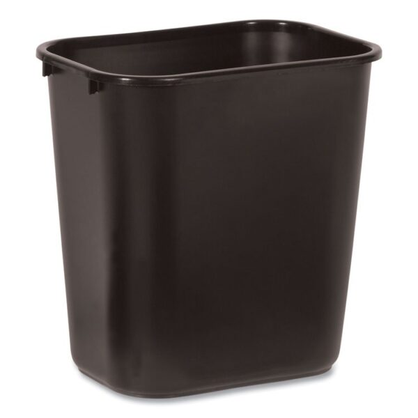 Deskside Plastic Wastebasket, 7 gal, Plastic, Black - Image 3