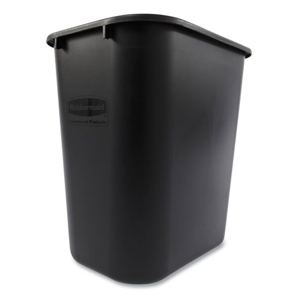 Deskside Plastic Wastebasket, 7 gal, Plastic, Black - Image 4