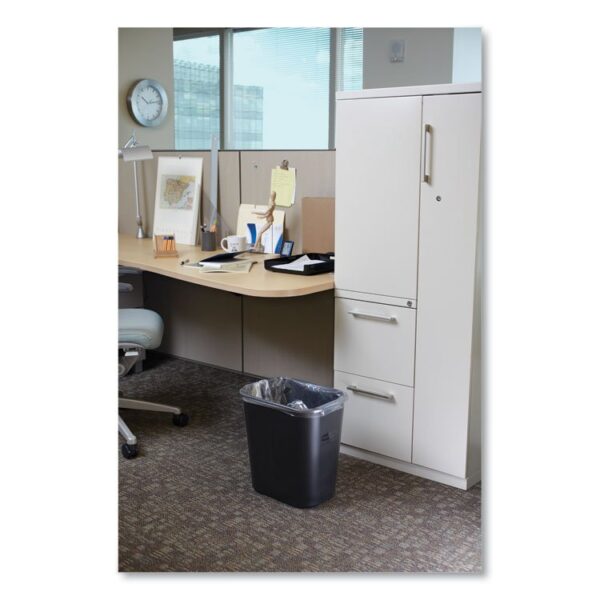 Deskside Plastic Wastebasket, 7 gal, Plastic, Black - Image 5