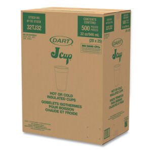 Foam Drink Cups, 32 oz, White, 25/Bag, 20 Bags/Carton