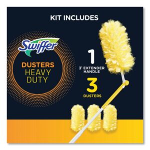 Heavy Duty Dusters with Extendable Handle, Plastic Handle Extends to 3 ft, 1 Handle and 3 Dusters/Kit, 6 Kits/Carton