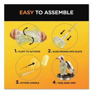 Heavy Duty Dusters with Extendable Handle, Plastic Handle Extends to 3 ft, 1 Handle and 3 Dusters/Kit, 6 Kits/Carton