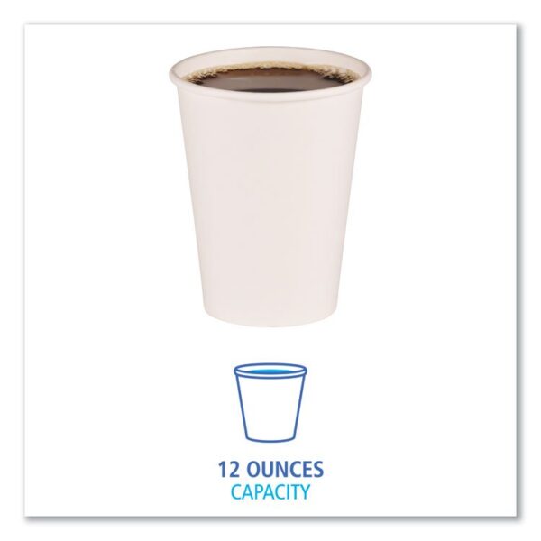 Paper Hot Cups, 12 oz, White, 50/Sleeve, 20 Sleeves/Carton