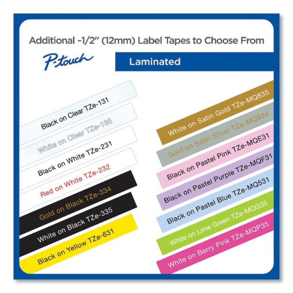 TZe Standard Adhesive Laminated Labeling Tapes, 0.47" x 26.2 ft, Black on White, 2/Pack - Image 5