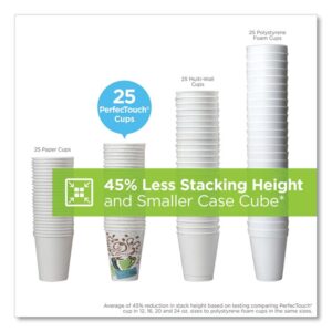 PerfecTouch Paper Hot Cups, 12 oz, Coffee Haze Design, 50/Sleeve, 20 Sleeves/Carton