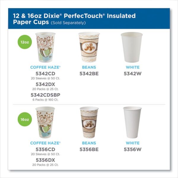 PerfecTouch Paper Hot Cups, 12 oz, Coffee Haze Design, 25/Sleeve, 20 Sleeves/Carton - Image 3