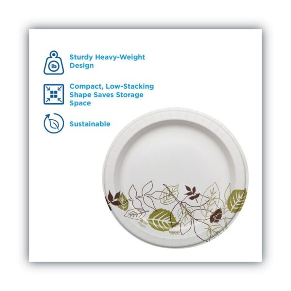 Pathways Soak Proof Shield Heavyweight Paper Plates, 10.13" dia, Green/Burgundy, 125/Pack - Image 2