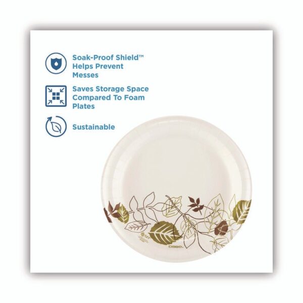 Pathways Soak-Proof Shield Mediumweight Paper Plates, 8.5" dia, Green/Burgundy, 1,000/Carton - Image 3