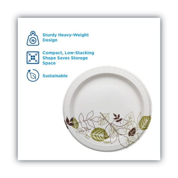 Pathways Soak Proof Shield Heavyweight Paper Plates, WiseSize, 10.13" dia, Green/Burgundy, 500/Carton - Image 3