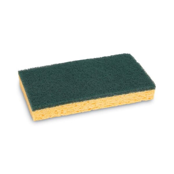 Medium-Duty Scrubbing Sponge, Individually Wrapped, 3.6 x 6.1, 0.75" Thick, Yellow/Green, 20/Carton - Image 2