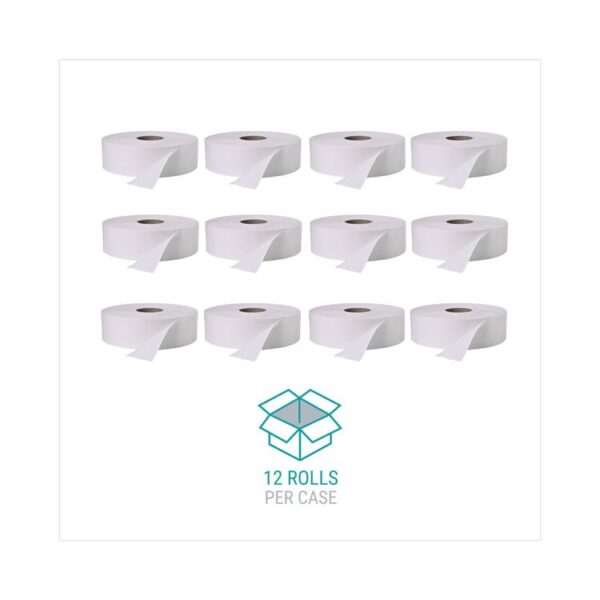 Jumbo Roll Bath Tissue, Septic Safe, 2 Ply, White, 3.4" x 1,000 ft, 12 Rolls/Carton - Image 2