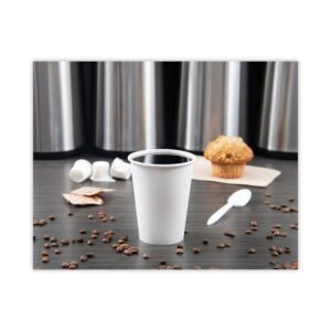Single-Sided Poly Paper Hot Cups, 12 oz, White, 50/Bag, 20 Bags/Carton