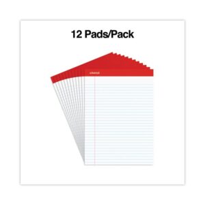 Perforated Ruled Writing Pads, Wide/Legal Rule, Red Headband, 50 White 8.5 x 11.75 Sheets, Dozen