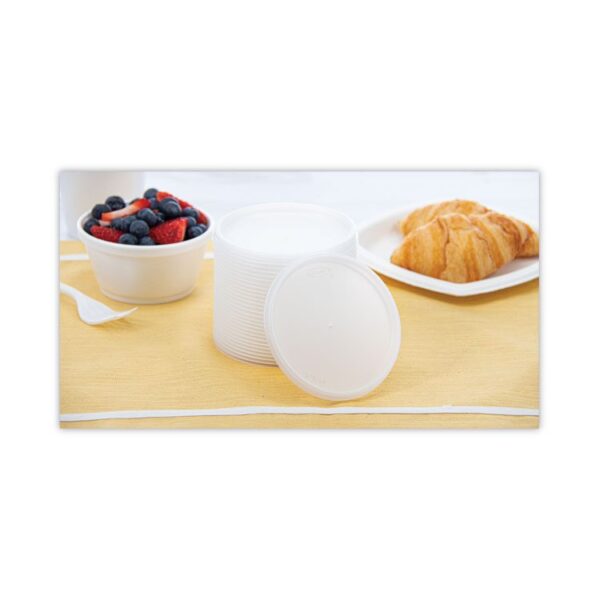 Plastic Lids for Foam Cups, Bowls and Containers, Flat, Vented, Fits 6 oz to 32 oz, Translucent, 100/Pack, 10 Packs/Carton - Image 5
