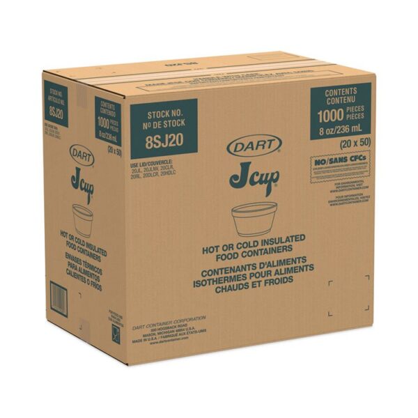 Foam Container, Extra Squat, 8 oz, White, 1,000/Carton - Image 2