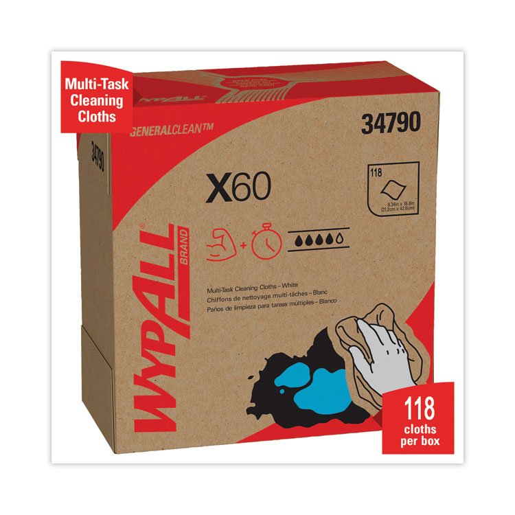 General Clean X60 Cloths, POP-UP Box, 8.34 x 16.8, White, 118/Box, 10 Boxes/Carton - Image 6