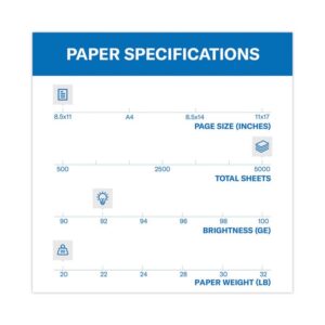 Copy Plus Print Paper, 92 Bright, 20 lb Bond Weight, 8.5 x 11, White, 500 Sheets/Ream, 10 Reams/Carton