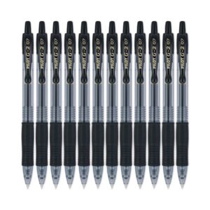 G2 Premium Gel Pen, Retractable, Fine 0.7 mm, Black Ink, Smoke/Black Barrel, Dozen