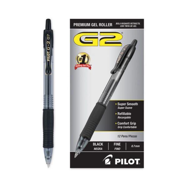 G2 Premium Gel Pen, Retractable, Fine 0.7 mm, Black Ink, Smoke/Black Barrel, Dozen - Image 2