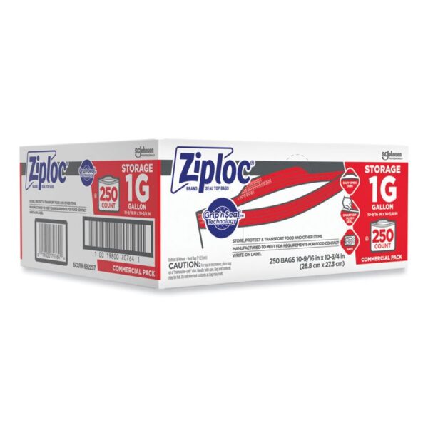 Double Zipper Storage Bags, Triple System Seal, Gallon, 10.56" x 10.75", Clear, 250/Box - Image 2