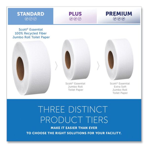 Essential 100% Recycled Fiber JRT Bathroom Tissue for Business, Septic Safe, 2-Ply, White, 3.55" x 1,000 ft, 12 Rolls/Carton - Image 2