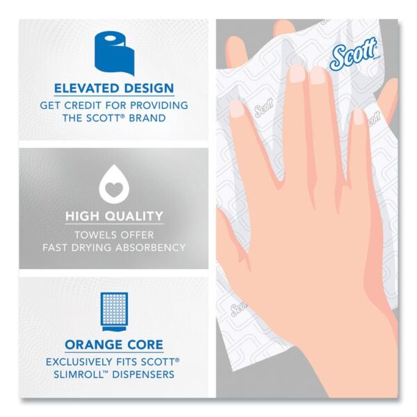 Slimroll Towels, 1-Ply, 8" x 580 ft, White/Orange Core, 6 Roll/Carton - Image 8