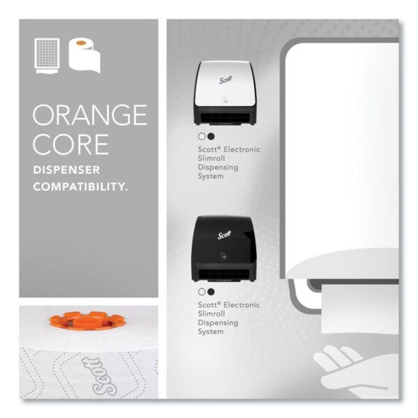Slimroll Towels, 1-Ply, 8" x 580 ft, White/Orange Core, 6 Roll/Carton - Image 6