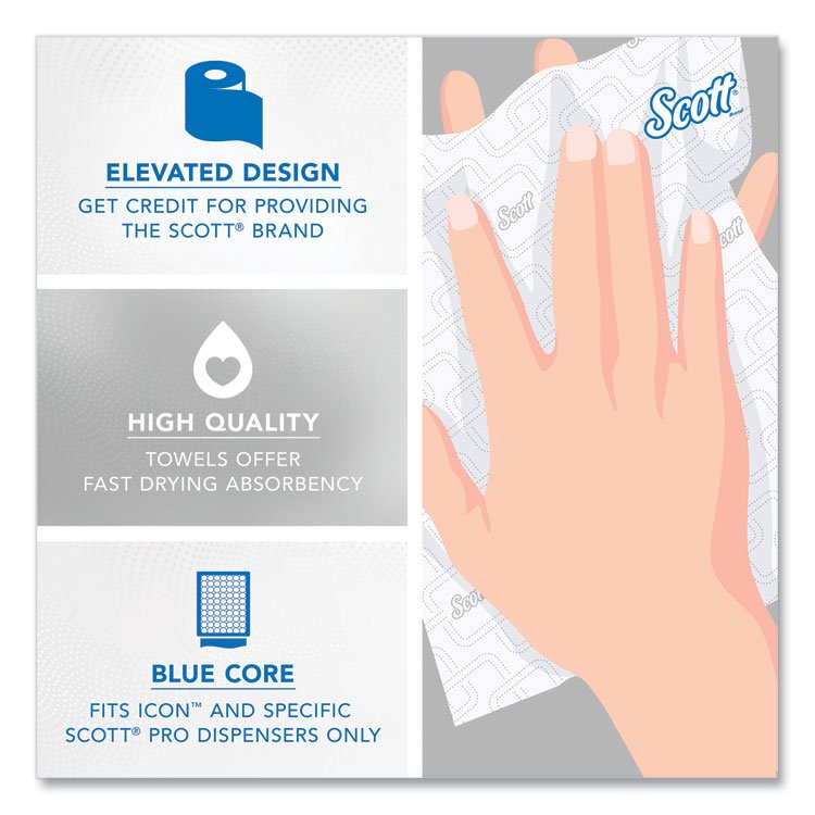 Pro Hard Roll Paper Towels with Elevated Scott Design for Scott Pro Dispenser, Blue Core Only, 1-Ply, 1,150 ft, 6 Rolls/CT - Image 7
