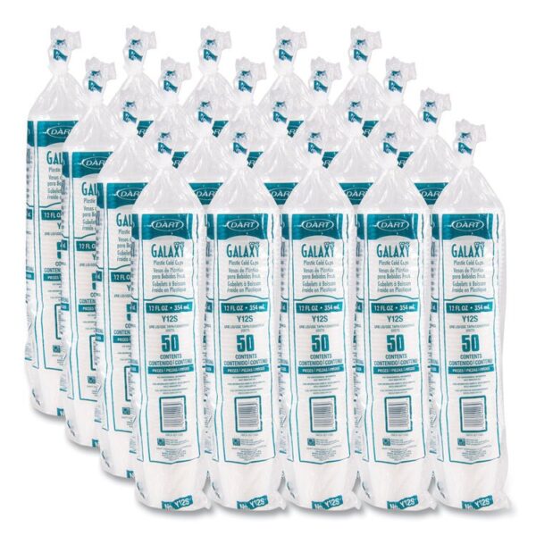 High-Impact Polystyrene Squat Cold Cups, 12 oz, Plastic, Translucent, 50/Sleeve, 20 Sleeves/Carton - Image 7