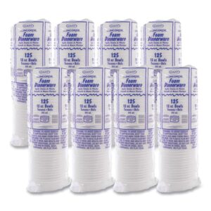 Concorde Foam Bowl, 10, 12 oz, White, 125/Pack, 8 Packs/Carton
