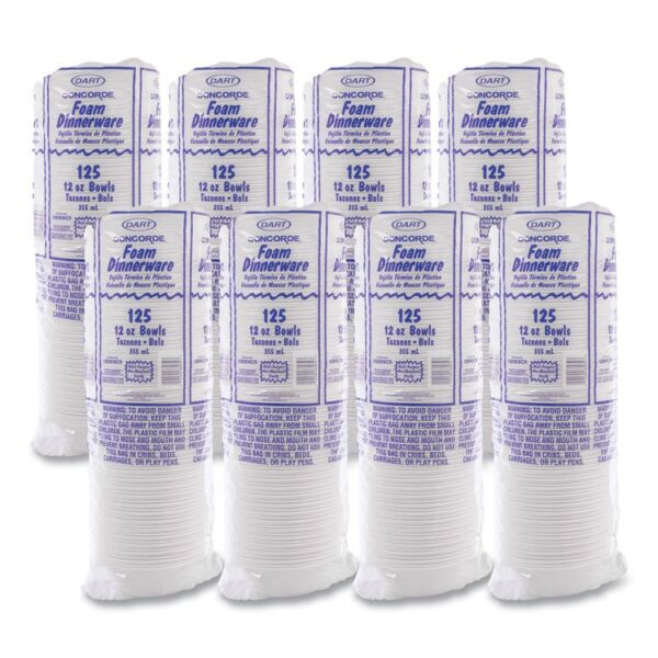 Concorde Foam Bowl, 10, 12 oz, White, 125/Pack, 8 Packs/Carton - Image 7