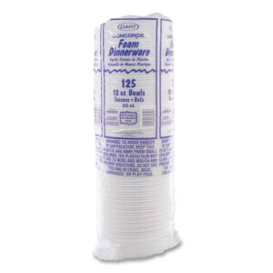 Concorde Foam Bowl, 10, 12 oz, White, 125/Pack, 8 Packs/Carton