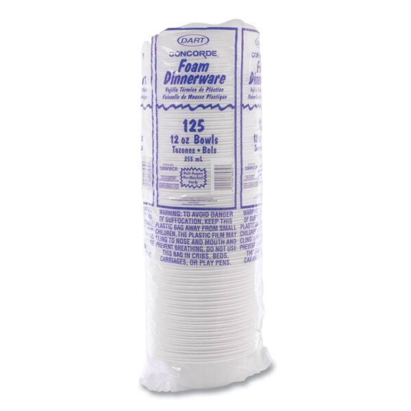 Concorde Foam Bowl, 10, 12 oz, White, 125/Pack, 8 Packs/Carton - Image 2