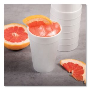 Foam Drink Cups, 16 oz, White, 20/Bag, 25 Bags/Carton