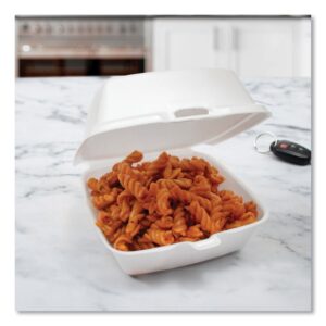 Foam Hinged Lid Containers, 6 x 5.78 x 3, White, 500/Carton