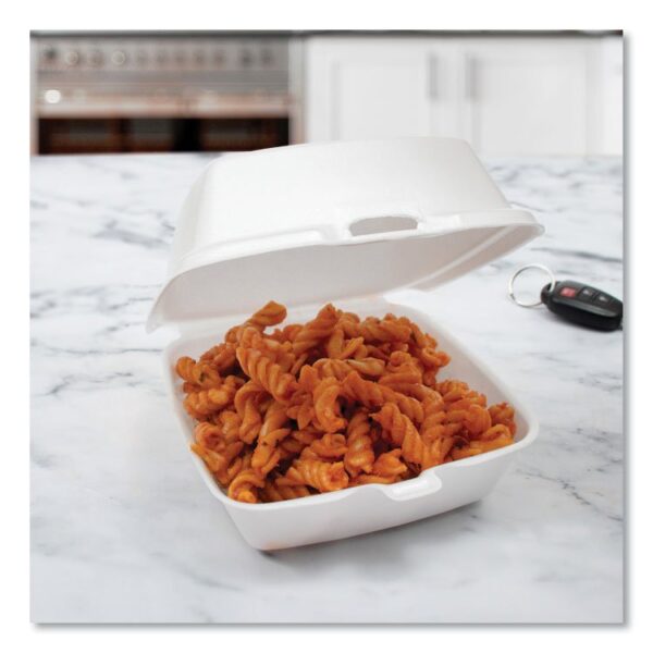 Foam Hinged Lid Containers, 6 x 5.78 x 3, White, 500/Carton - Image 3