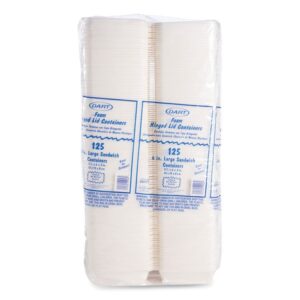 Foam Hinged Lid Containers, 6 x 5.78 x 3, White, 500/Carton
