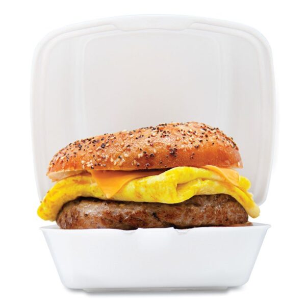 Foam Hinged Lid Containers, 6 x 5.78 x 3, White, 500/Carton - Image 6