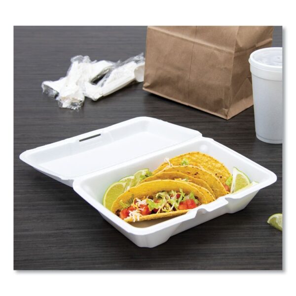 Foam Hinged Lid Containers, 6.4 x 9.3 x 2.9, White, 100/Pack, 2 Packs/Carton - Image 3
