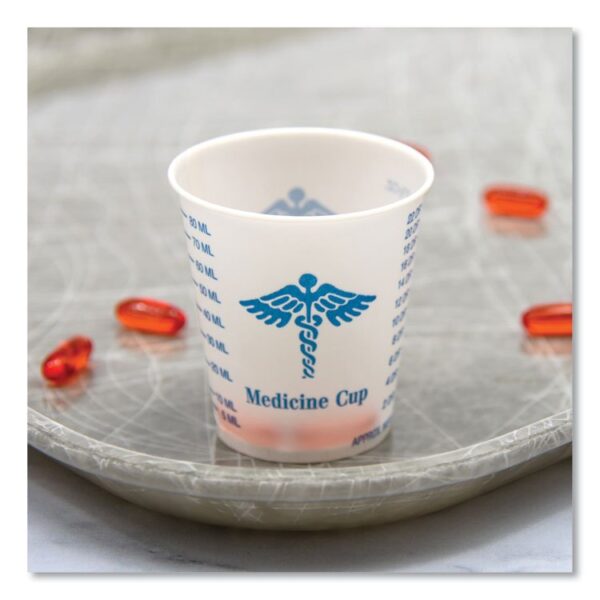 Paper Medical and Dental Graduated Cups, 3 oz, Paper, White/Blue, 100/Bag, 50 Bags/Carton - Image 4