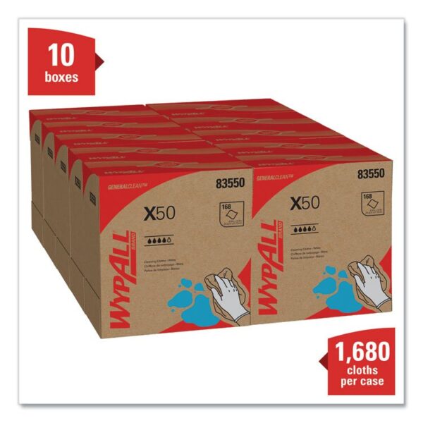 X50 Cloths, POP-UP Box, 12.5 x 9.1, White, 168/Box, 10 Boxes/Carton - Image 2