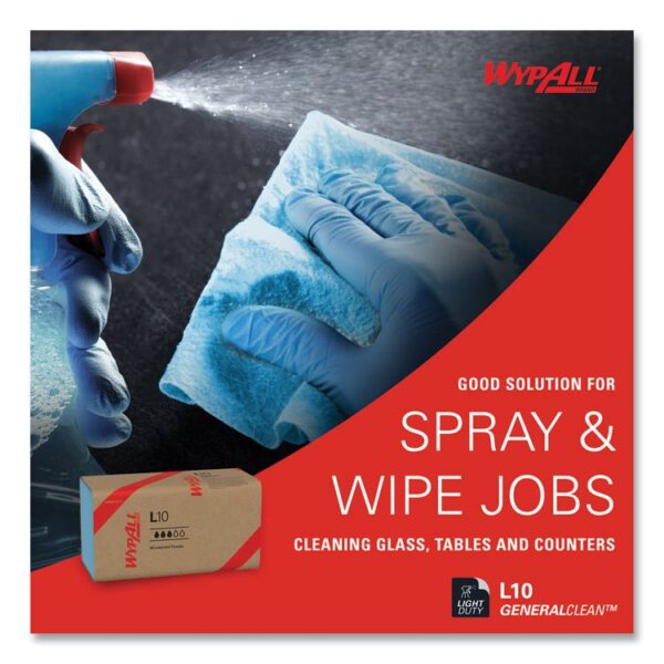L10 Windshield Towels, 1-Ply, 9.1 x 10.25, Light Blue, 224/Pack, 10 Packs/Carton - Image 7