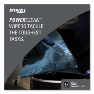 Power Clean X80 Heavy Duty Cloths, 11.1 x 16.8, Blue, 160 Wipers/Carton
