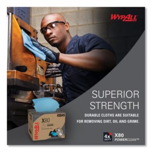 Power Clean X80 Heavy Duty Cloths, 11.1 x 16.8, Blue, 160 Wipers/Carton