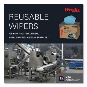 Power Clean X80 Heavy Duty Cloths, 11.1 x 16.8, Blue, 160 Wipers/Carton