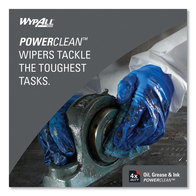Power Clean Oil, Grease and Ink Cloths, 1/4 Fold, 12.5 x 12, Blue, 66/Box, 8 Boxes/Carton - Image 4