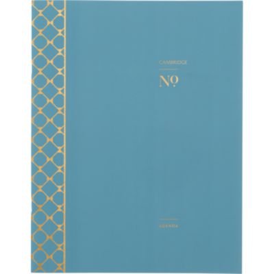 Workstyle Monthly Stitched Planner, Geometric Artwork, 11 x 8.5, Seaside Blue/Gold Cover, 12-Month (Jan to Dec): 2025