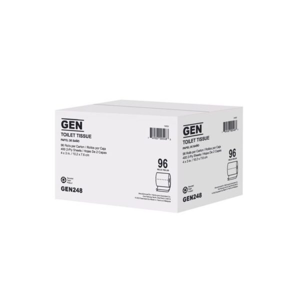 Standard Bath Tissue, 2-Ply, White, 4 x 3, 400 Sheets/Roll, 96 Rolls/Carton - Image 2